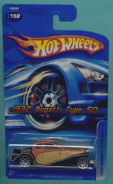 Mattel Hot Wheels 2005 1:64 Scale Black & Gold 1932 Bugatti Type 50 Die Cast Car #158